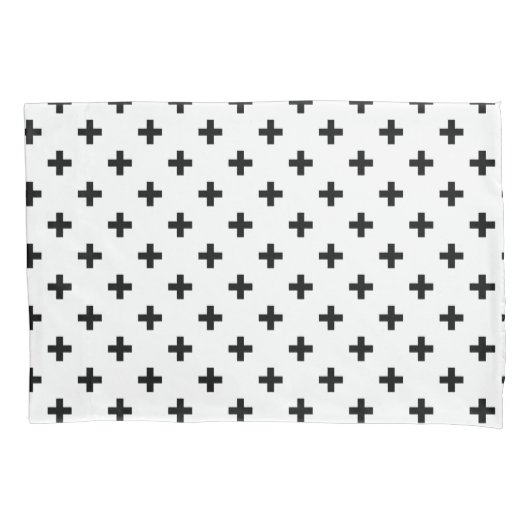 Zwarte polka kruist wit kussensloop (Voorkant)
