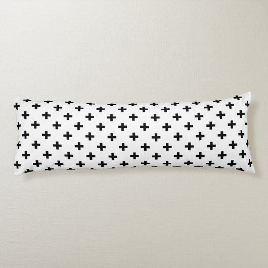 Zwarte polka kruist wit lichaamskussen (Achterkant)