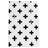 Zwarte polka kruist wit medium cadeauzakje (Voorkant)