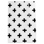 Zwarte polka kruist wit medium cadeauzakje (Achterkant)