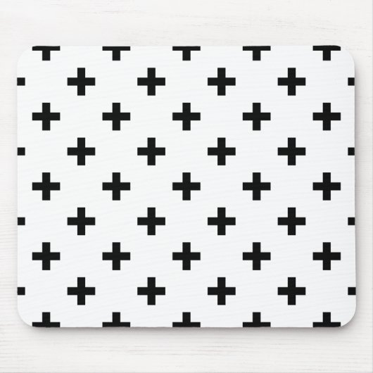 Zwarte polka kruist wit muismat (Voorkant)