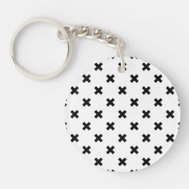 Zwarte polka kruist wit sleutelhanger