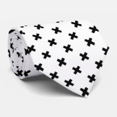 Zwarte polka kruist wit stropdas (Opgerold)