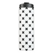 Zwarte polka kruist wit thermosbeker (Voorkant)