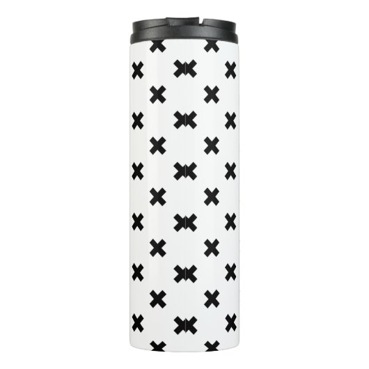 Zwarte polka kruist wit thermosbeker (Achterkant)