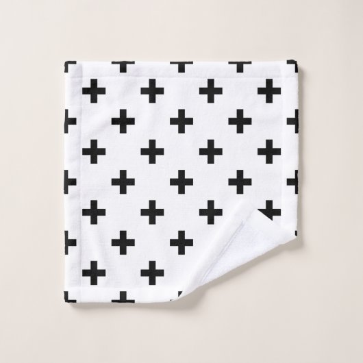 Zwarte polka kruist wit washandje (Wasdoekje)