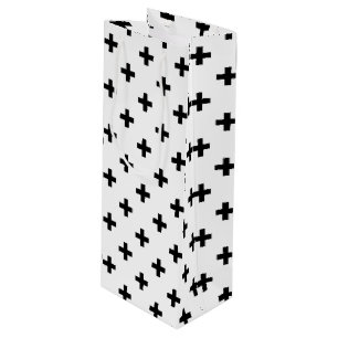 Zwarte polka kruist wit wijn cadeautas