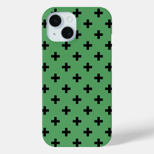Zwarte polka-kruizen op groen Case-Mate iPhone case (Achterkant)