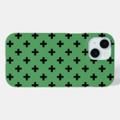 Zwarte polka-kruizen op groen Case-Mate iPhone case (Achterkant (horizontaal))