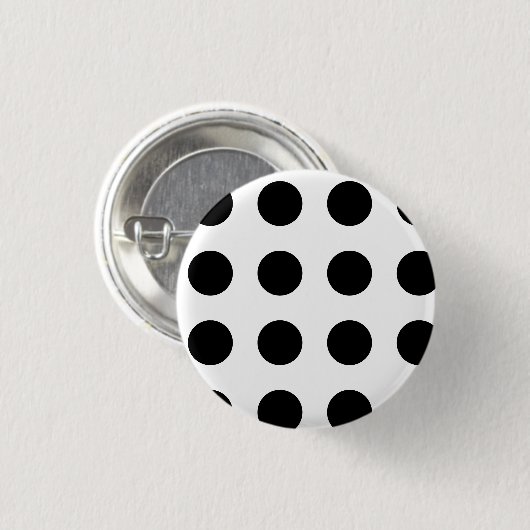 Zwarte polka-punt op witte achtergrond ronde button 3,2 cm (Voorkant /achterkant)