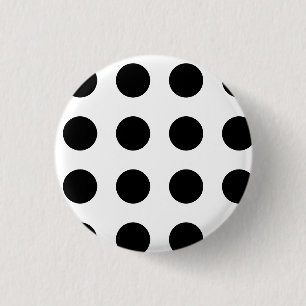 Zwarte polka-punt op witte achtergrond ronde button 3,2 cm