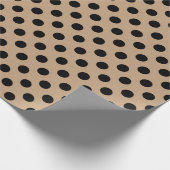 Zwarte polka-punten op beige cadeaupapier (Hoek)