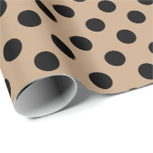 Zwarte polka-punten op beige cadeaupapier (Rol Hoek)