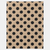 Zwarte polka-punten op beige fleece deken (Voorkant)