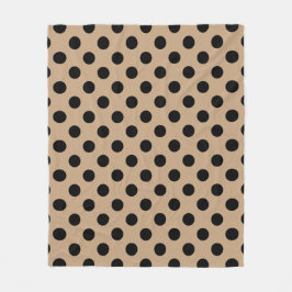 Zwarte polka-punten op beige fleece deken