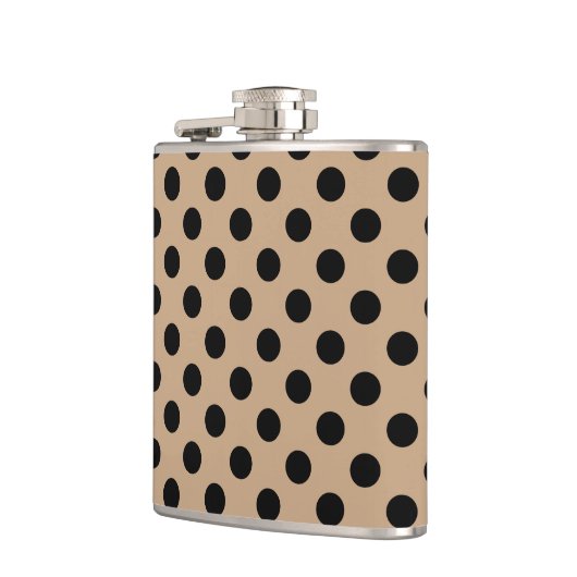 Zwarte polka-punten op beige heupfles (Links)