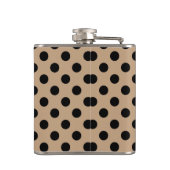 Zwarte polka-punten op beige heupfles (Achterkant)