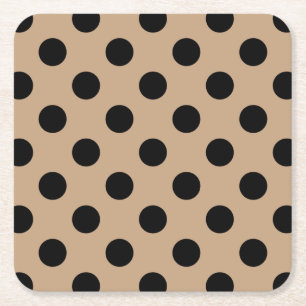 Zwarte polka-punten op beige kartonnen onderzetters