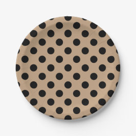 Zwarte polka-punten op beige papieren bordje