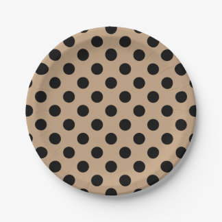 Zwarte polka-punten op beige papieren bordje