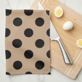 Zwarte polka-punten op beige theedoek (Quarter Fold)