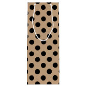 Zwarte polka-punten op beige wijn cadeautas (Achterkant)