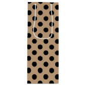 Zwarte polka-punten op beige wijn cadeautas (Voorkant)