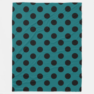 Zwarte polka-punten op blauwgroen fleece deken