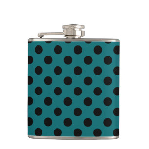 Zwarte polka-punten op blauwgroen heupfles