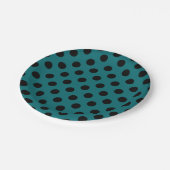 Zwarte polka-punten op blauwgroen papieren bordje (Gekanteld)