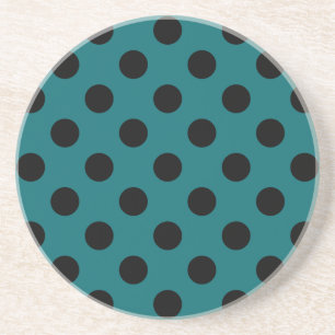 Zwarte polka-punten op blauwgroen zandsteen onderzetter