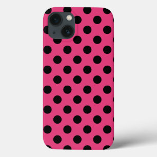 Zwarte polka-punten op fuchsia Hoesje-Mate iPhone  Case-Mate iPhone Case