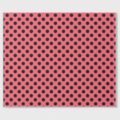 Zwarte polka-punten op koraal cadeaupapier (Vlak)