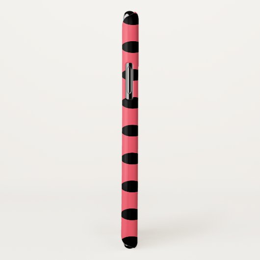 Zwarte polka-punten op koraal Case-Mate iPhone case (Achterkant / rechts)