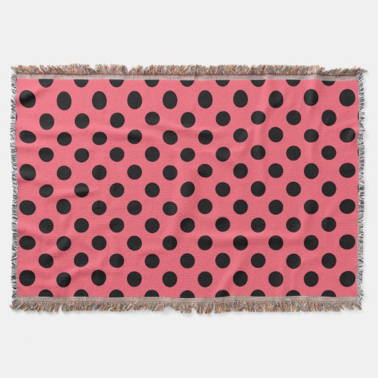 Zwarte polka-punten op koraal deken (Voorkant)