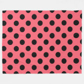 Zwarte polka-punten op koraal fleece deken (Voorkant (Horizontaal))