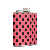 Zwarte polka-punten op koraal heupfles (Rechts)