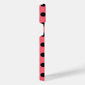 Zwarte polka-punten op koraal iPhone hoesje (Rechterkant)