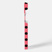 Zwarte polka-punten op koraal iPhone hoesje (Linkerkant)