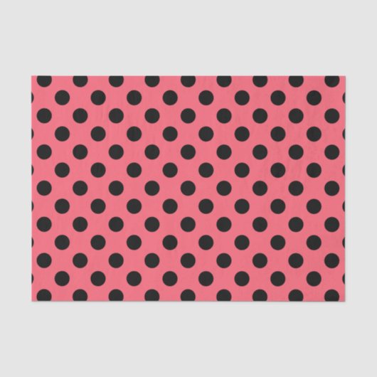 Zwarte polka-punten op koraal tissuepapier (Voorkant)