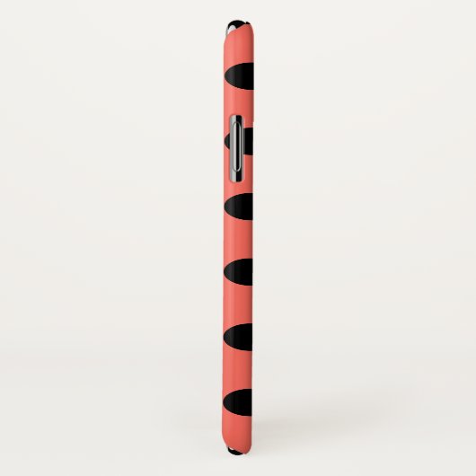 Zwarte polka-punten op levend koraal Case-Mate iPhone case (Achterkant / rechts)