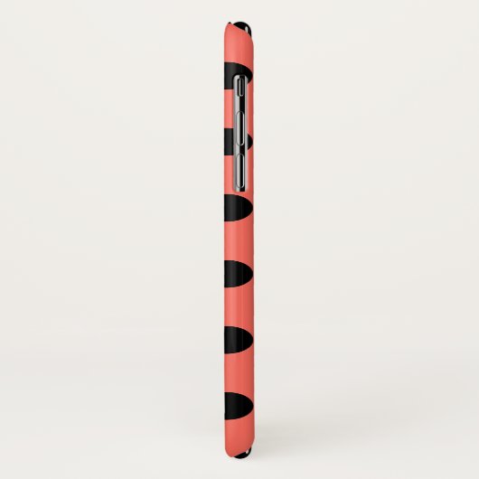 Zwarte polka-punten op levend koraal Case-Mate iPhone case (Achterkant/links)