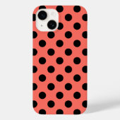 Zwarte polka-punten op levend koraal Case-Mate iPhone case (Achterkant)