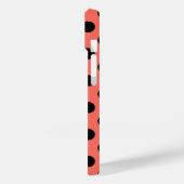 Zwarte polka-punten op levend koraal Case-Mate iPhone case (Achterkant / Links)