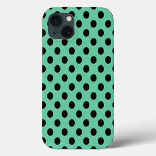 Zwarte polka-punten op mintgroen Hoesje-Mate iPhon iPhone 13 Hoesje