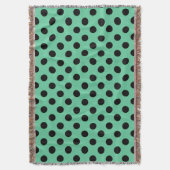 Zwarte polka-punten op muntgroen deken (Voorkant Verticaal)
