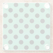 Zwarte polka-punten op muntgroen glazen onderzetter (Achterkant)