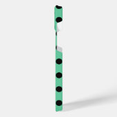 Zwarte polka-punten op muntgroen iPhone hoesje (Linkerkant)