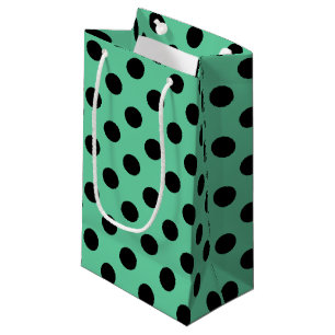 Zwarte polka-punten op muntgroen klein cadeauzakje