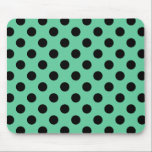 Zwarte polka-punten op muntgroen muismat<br><div class="desc">Zwarte polka-punten op muntgroen</div>